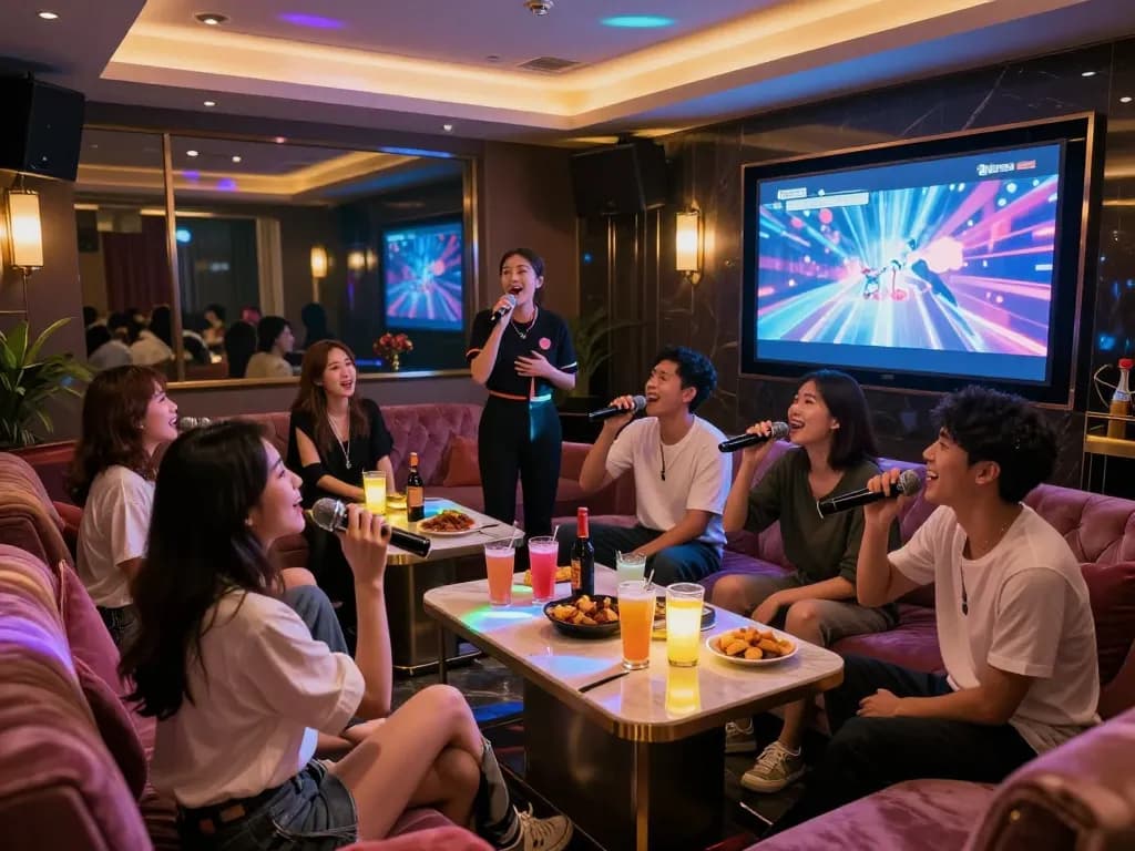 친구들과 함께 노래 부르기, 음료, 생기 넘치는 장식을 즐기는 활기찬 분위기를 https://www.3no.org/에서 경험하세요.