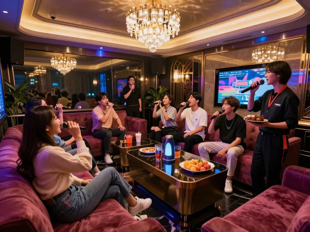 스타일리시한 인테리어와 에너제틱한 손님들이 즐기는 강남달토 노래방의 활기찬 분위기를 경험해보세요.