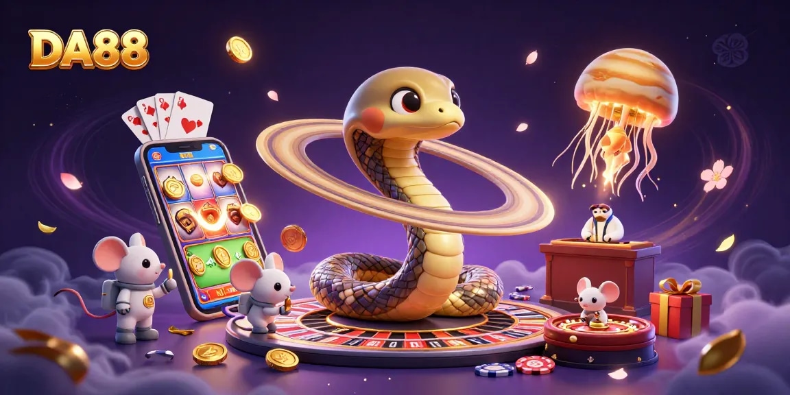 Bet on DA88's roulette wheel as astronaut mice engage in cosmic gameplay.