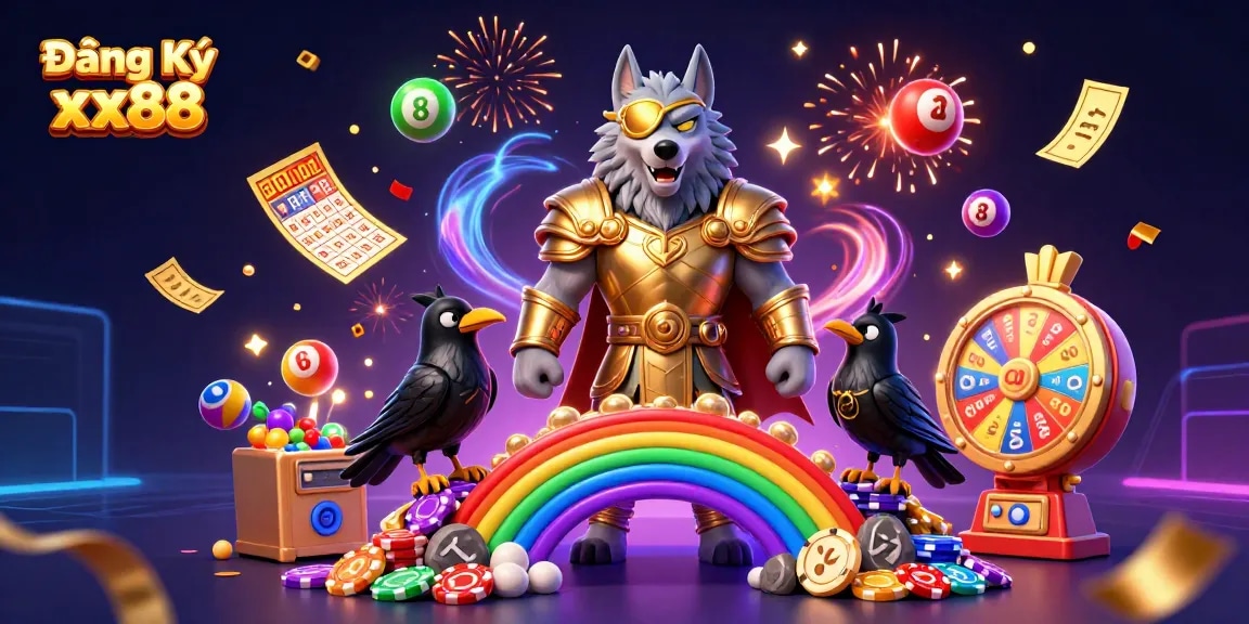 Engage in the excitement of Đăng Ký xx88 with this dynamic and colorful gaming illustration.