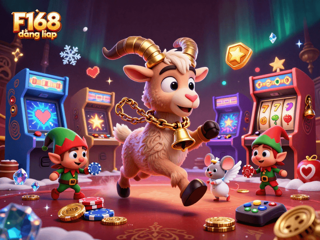 Spin to win at F168 đăng nhập with festive characters in a vibrant casino scene.