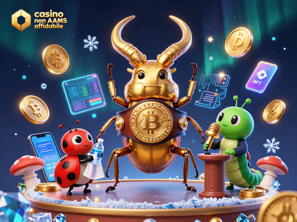 Immagine dinamica di un combattimento tra un bettle dorato e un ladybug, rappresentante un casinò non AAMS affidabile