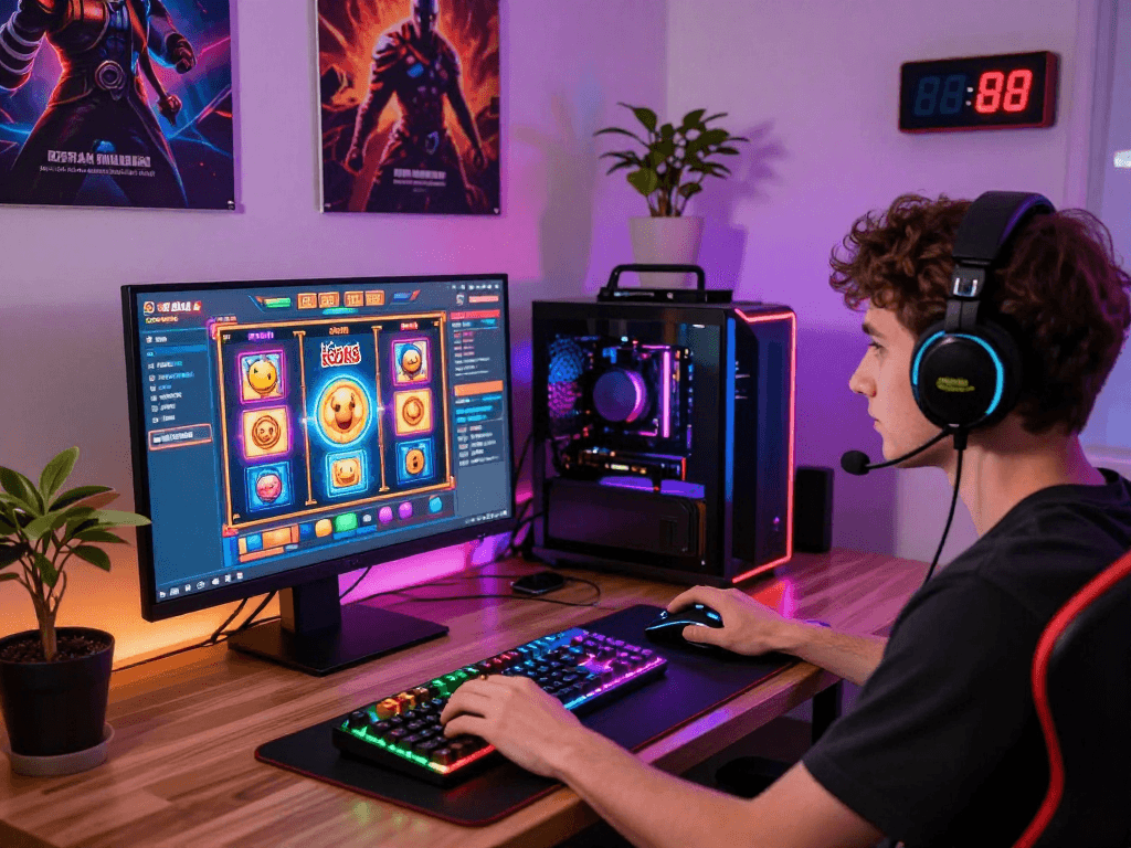 Experience the thrill of rokok88 slot gaming in a dynamic home office setup.