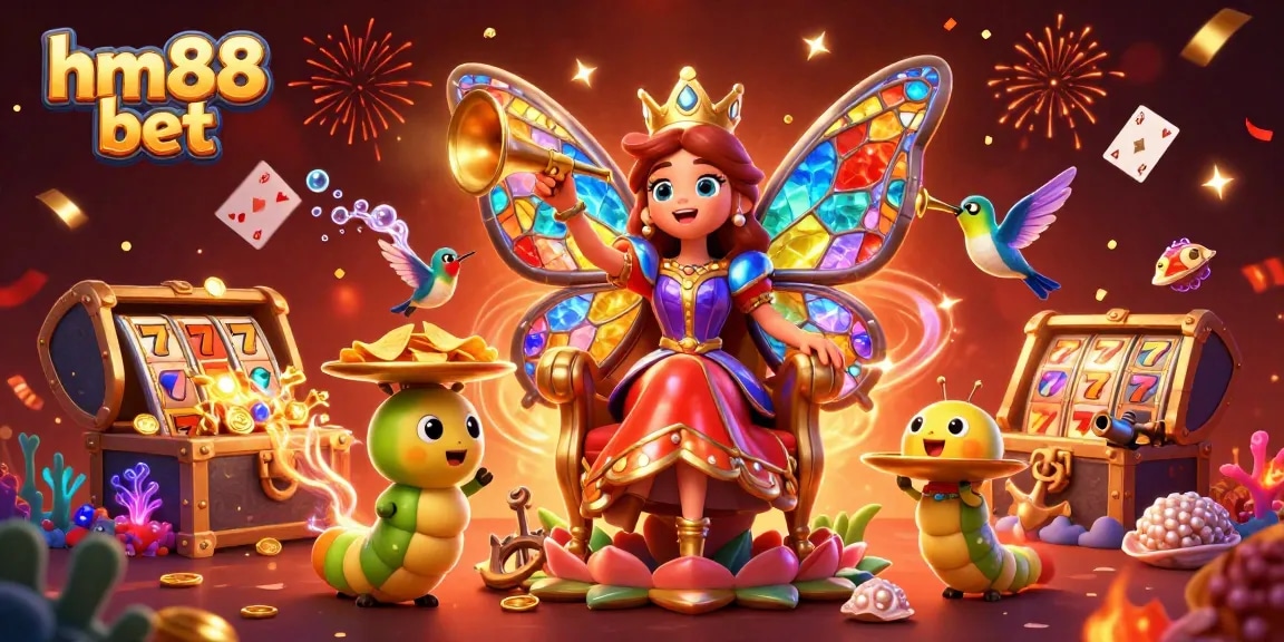 Engage with the enchanting hm88 bet scene filled with vibrant casino elements and characters.