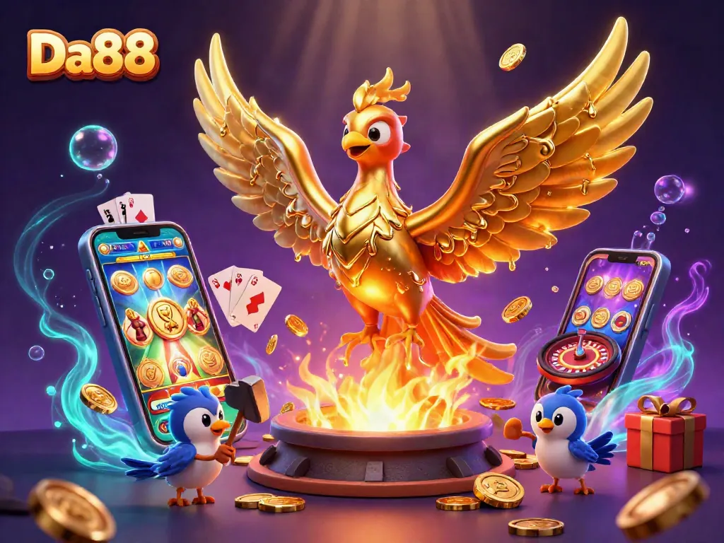 Experience the thrill of Da88 with a golden phoenix inspiring slots gameplay and casino action.