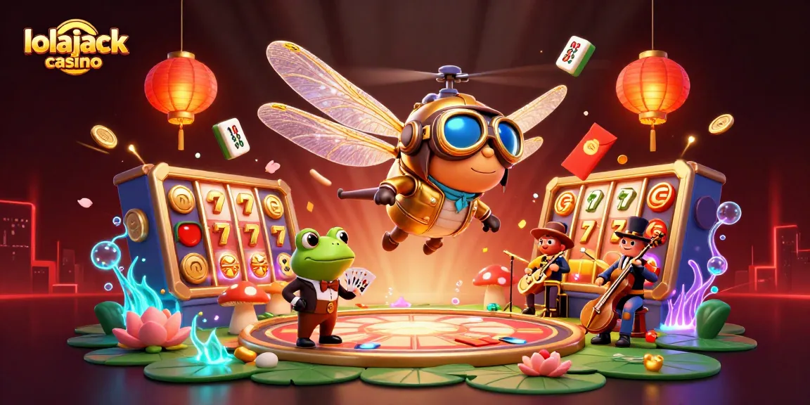 Experience the thrill of lolajack casino with dynamic slot reels, a frog croupier, and lively jazz performers.