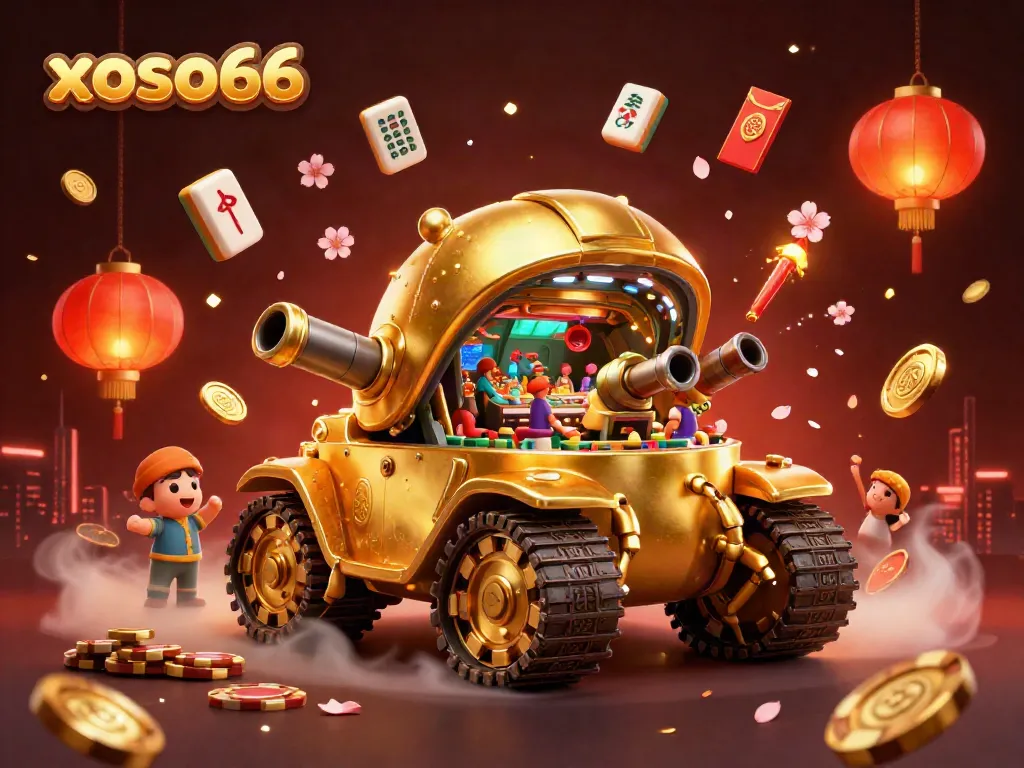 Experience the thrill of xoso66 with vibrant casino elements in a stunning 3D scene.