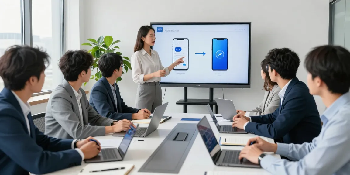 Compare business mobile deals UK during a professional team meeting with data analysis.