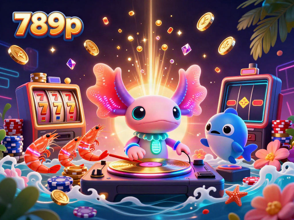 Experience dynamic gaming with 789p in a vibrant underwater casino scene featuring a DJ axolotl and lively sea creatures.
