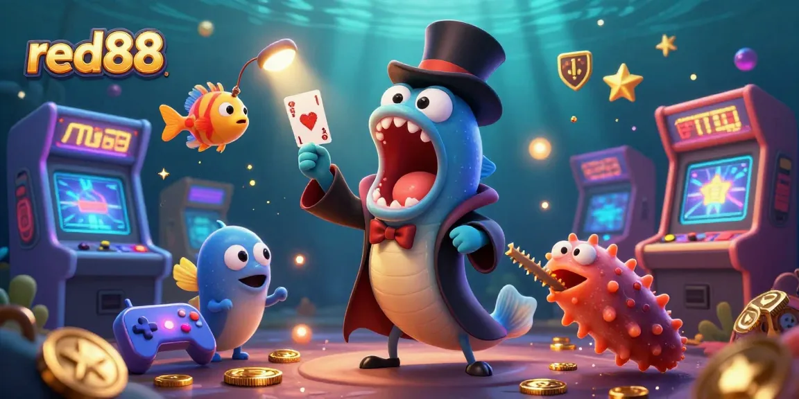 Experience red88's thrilling magic act featuring unique sea creatures amidst vibrant gaming elements.