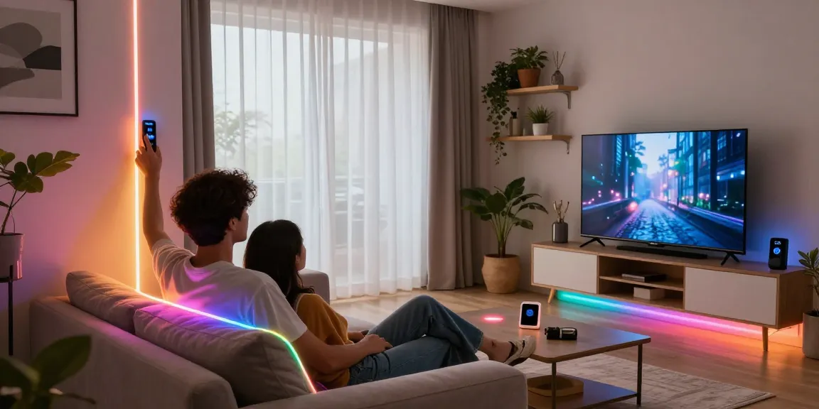Banda LED decorativă în utilizare pentru iluminat ambiental în living modern