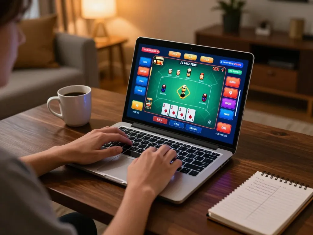 Engaging in online poker at home with tr88, showcasing responsible gaming and strategic practices