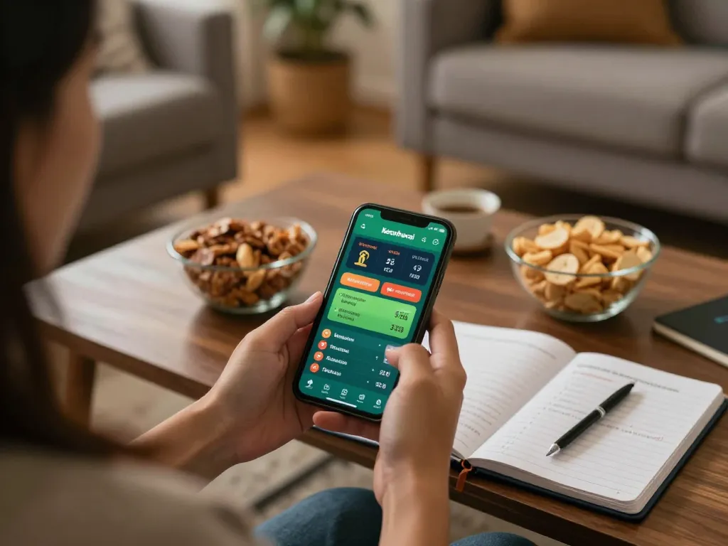 Engaging in live betting through the keonhacai app, showcasing smartphone interface and social atmosphere.