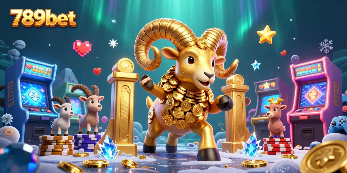 Engage with 789bet through a vibrant scene featuring a golden ram charging at a bustling casino gate.