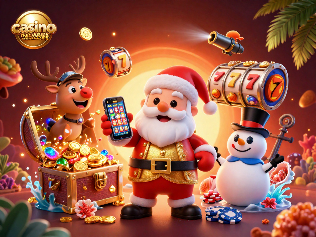Gioca nei migliori giochi di casinò non AAMS affidabili con Santa, la renna e il pupazzo di neve.