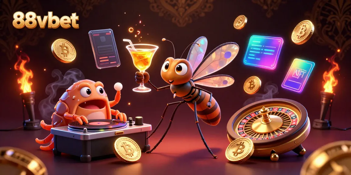 Engage with 88vbet's vibrant casino culture featuring animated characters captivating with golden elements.