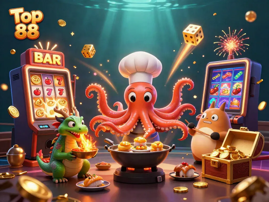 Play the exciting Top 88 casino games amidst rich illustrations of rich golden prizes.