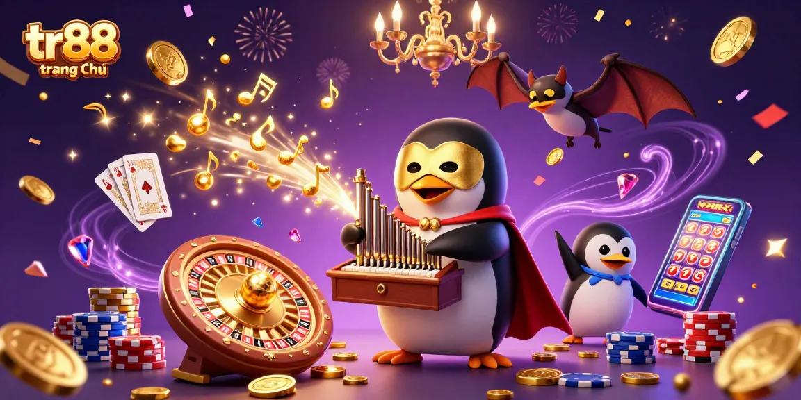 Experience thrilling wins at tr88 trang chủ with an energetic casino illustration featuring iconic games.