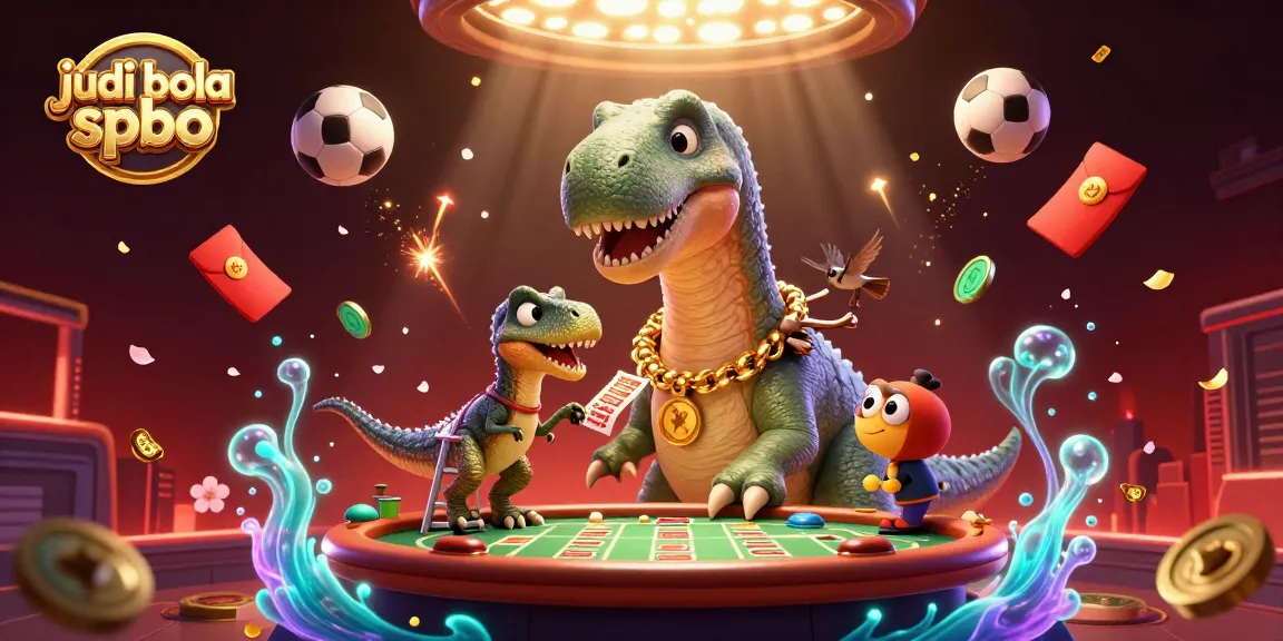 Experience thrilling sports betting with judi bola spbo in a vibrant, animated casino scene.