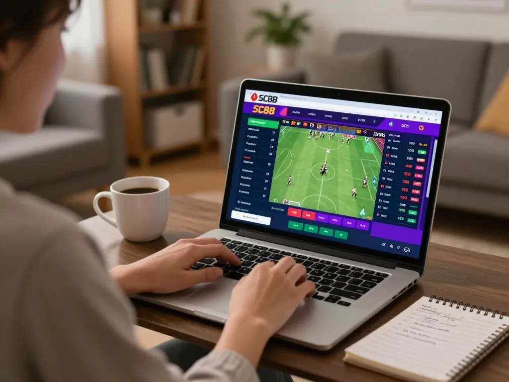 Betting on SC88 website with live odds displayed on a laptop