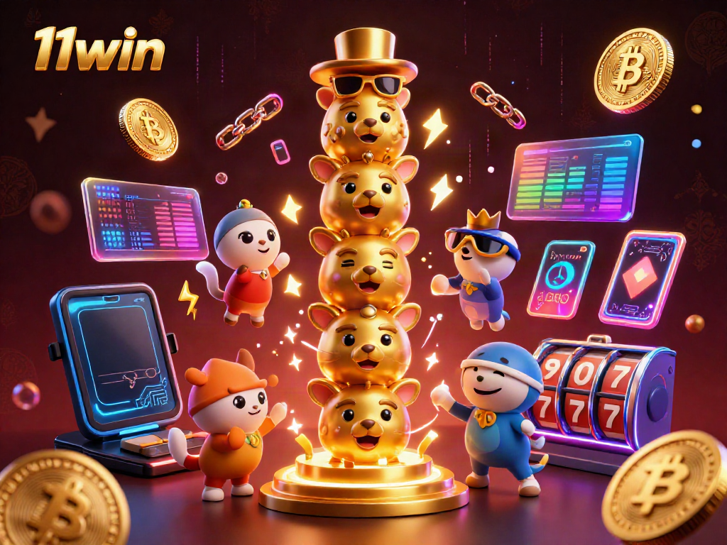 Experience the vibrant gaming world of 11win with dynamic characters and rich casino elements.