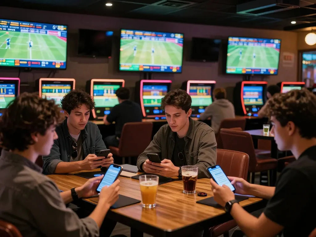 Kèo nhà cái betting decisions made by players in an engaging sports lounge atmosphere