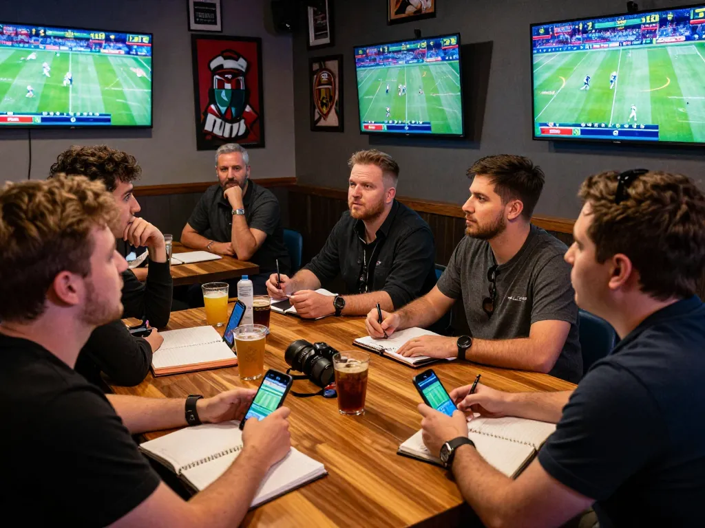 Sports enthusiasts engaging with Keonhacai betting odds in a lively lounge setting.