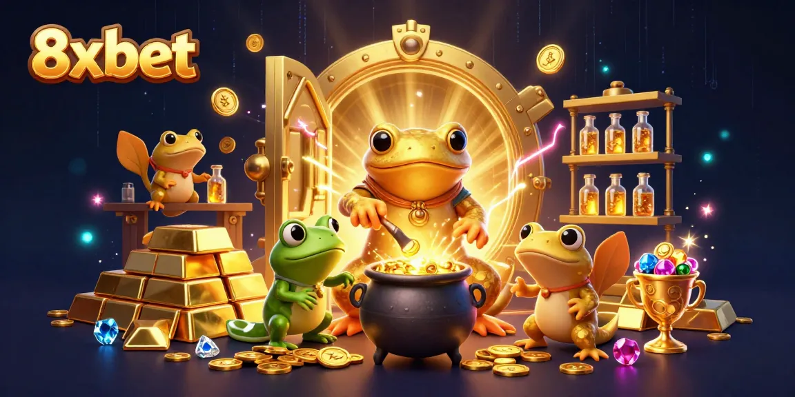 Experience thrilling gameplay with 8xbet's alchemist scene, filled with gold coins and magical elements.