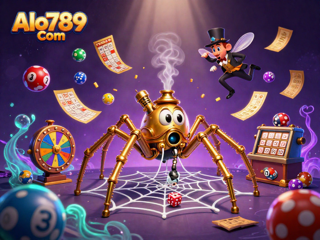 Experience thrilling gameplay at Alo789 Com with action-packed casino scenes featuring steampunk elements and dynamic lottery games.