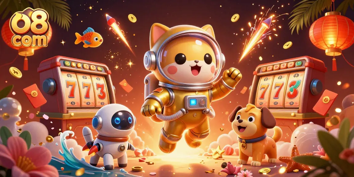 Experience thrilling gameplay at o8 com with an astronaut cat exploring a cosmic casino.