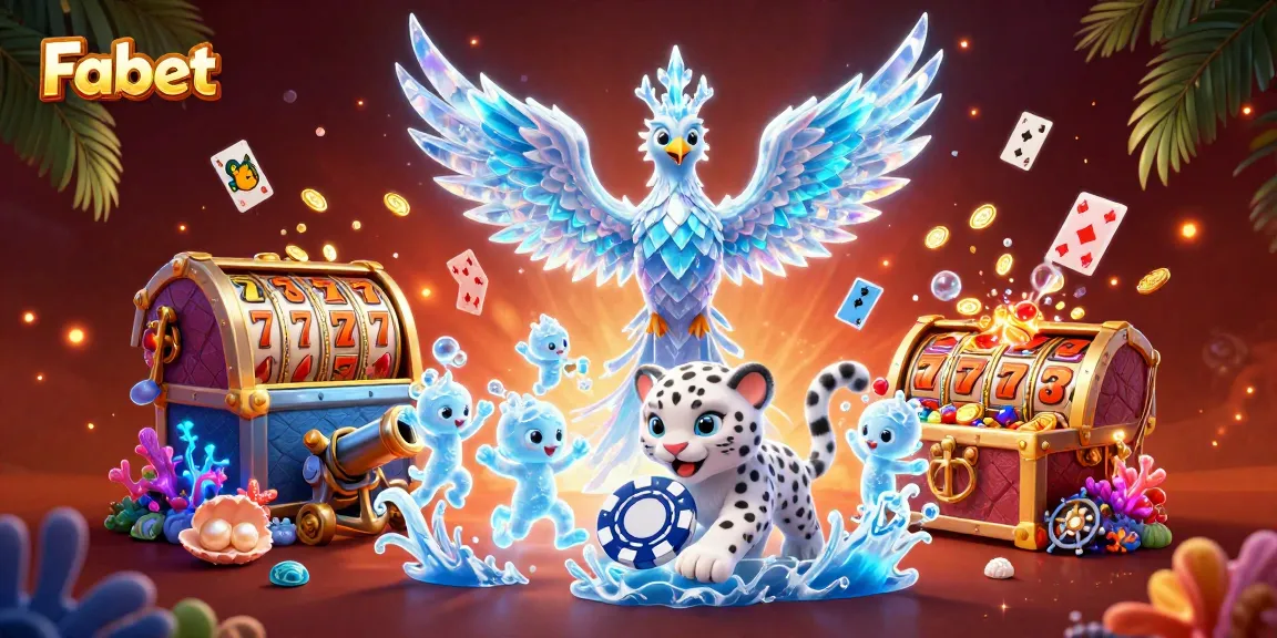 Experience thrilling slots at Fabet with a vibrant casino scene full of characters and action.