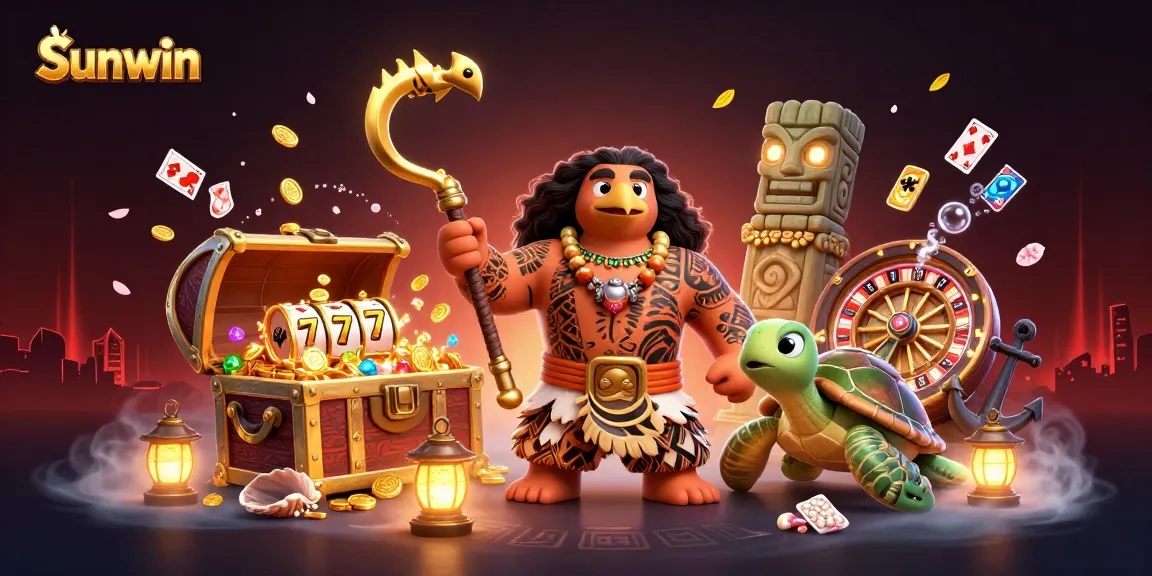Experience Sunwin with a thrilling casino scene featuring vibrant characters and rich gaming elements.