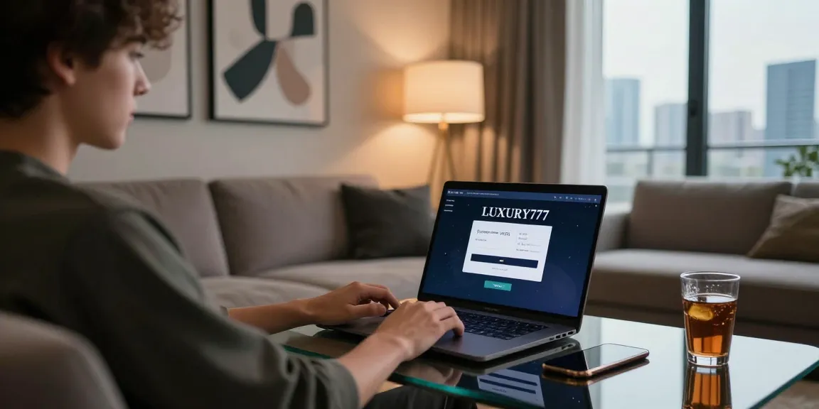 Proses Login LUXURY777 dalam suasana nyaman di ruang tamu modern.
