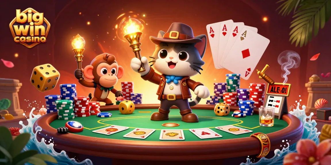 Engage with the big win casino experience featuring an adventurous scene of exploration and poker excitement.