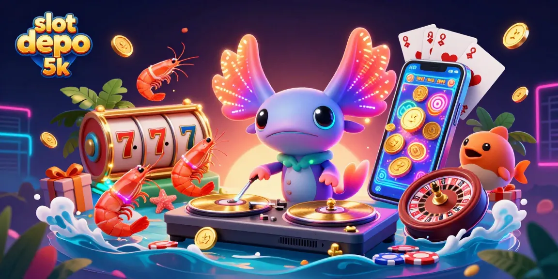 Experience the excitement of slot depo 5k with energetic characters, glowing elements, and vibrant slot games.